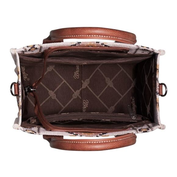 NWT! Wrangler Southwestern Small Canvas Tote/Crossbody in Coffee - Picture 5 of 13